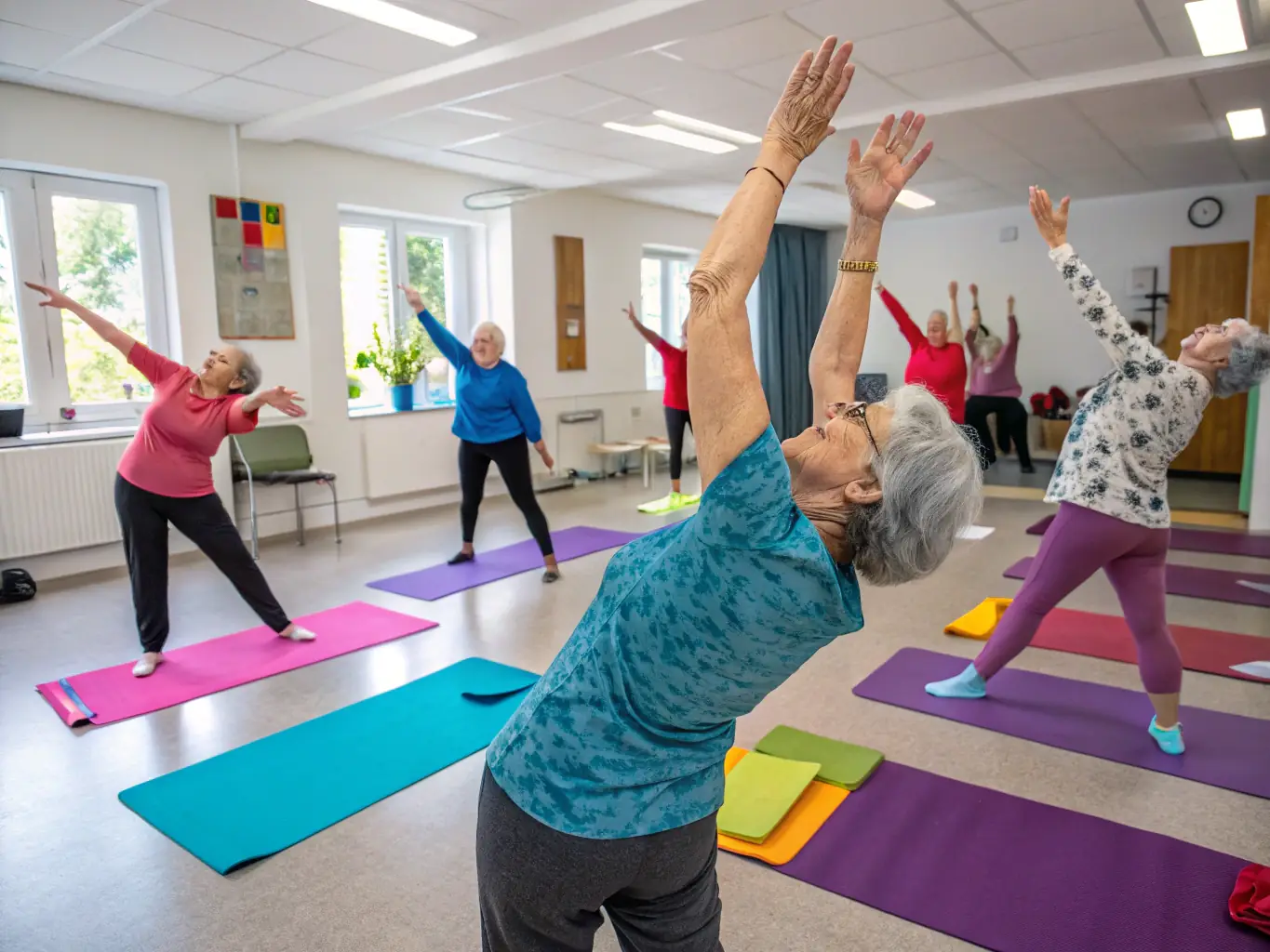 An image showing adults participating in a fitness program organized by UNION SPORTIVE CHAUSSENACOISE, emphasizing health and well-being.