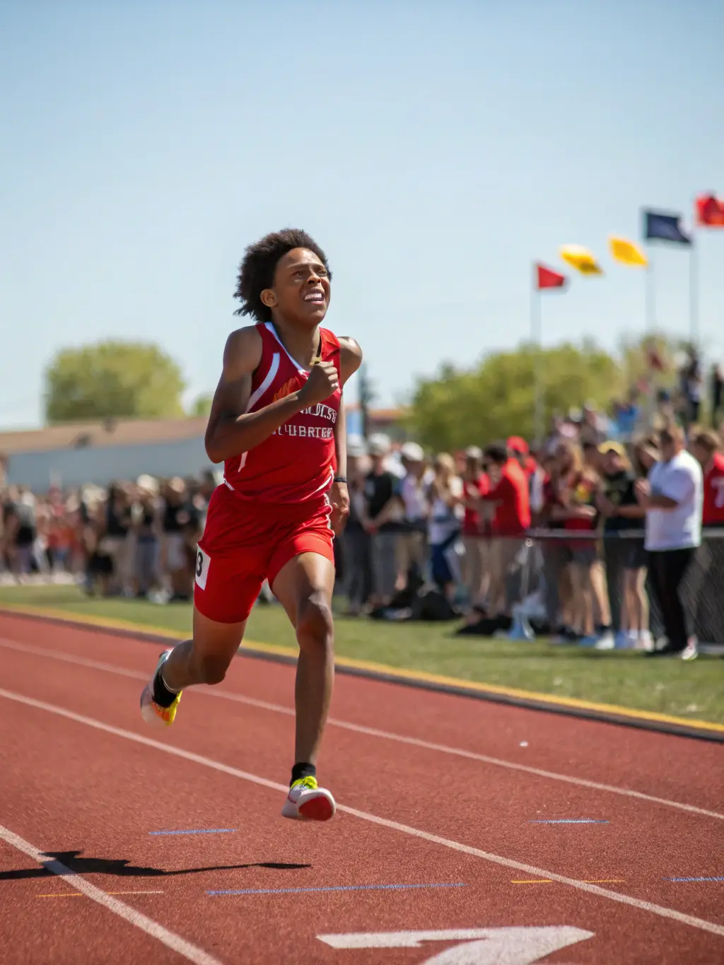 An individual athlete from UNION SPORTIVE CHAUSSENACOISE achieving a personal best in a track and field event, highlighting personal development and achievement.